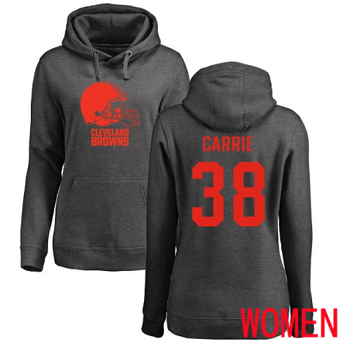 Cleveland Browns T J Carrie Women Ash Jersey #38 NFL Football One Color Pullover Hoodie Sweatshirt